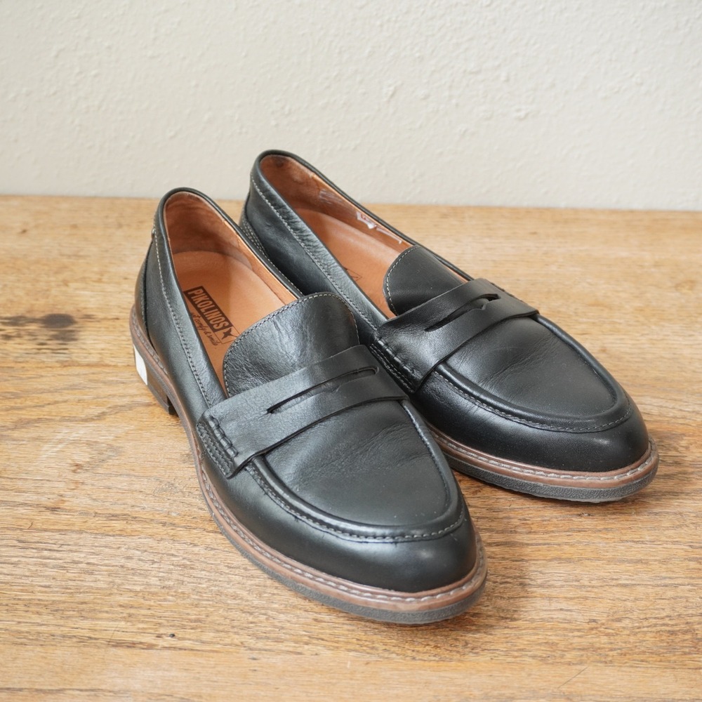 Classic Black Leather Penny Loafers for Women
